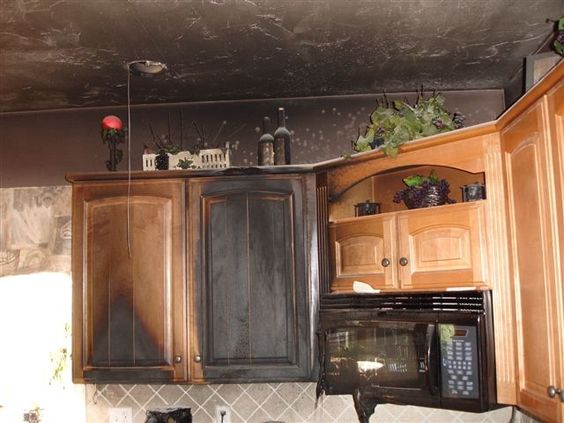 Fire damaged kitchen needing fire smoke removal service photo